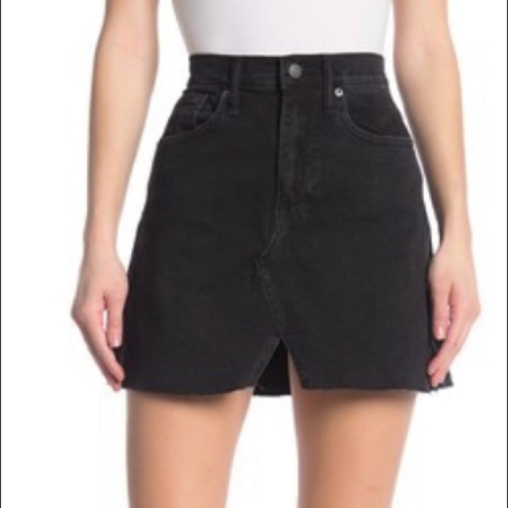 black distressed denim skirt